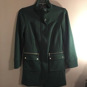 I.N.C. Hunter Green Stand-Collar Knit Coat